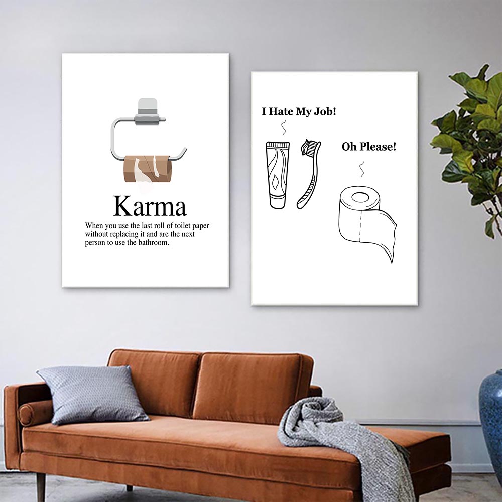 Home Bathroom Toilet - Karma Definition Poster Print Wall Art
