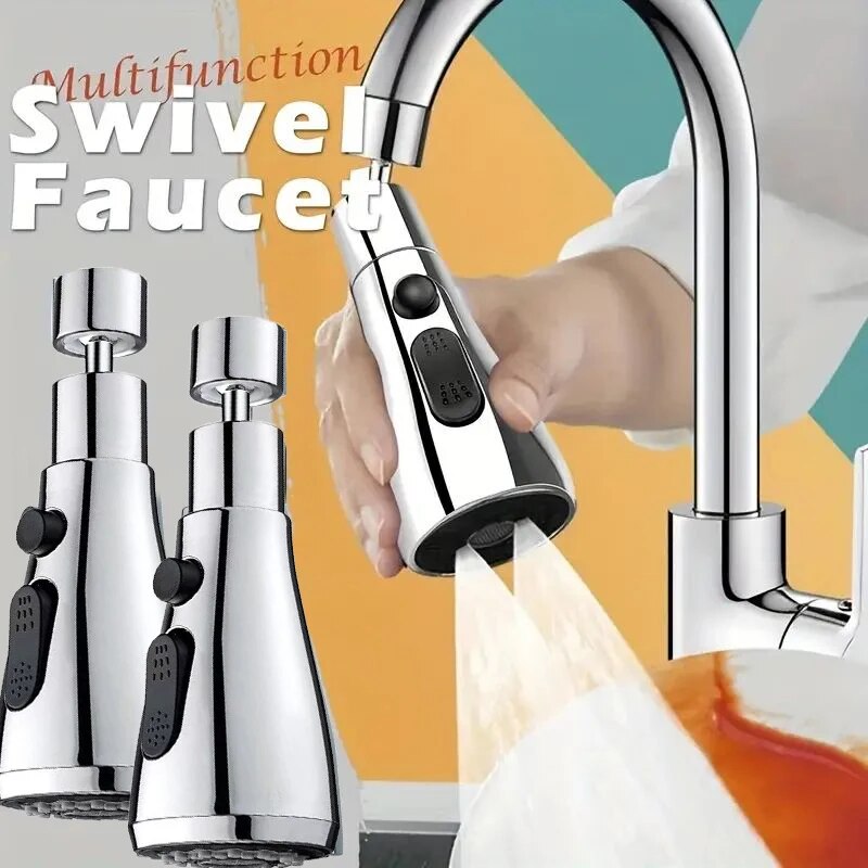 Home Bathroom Water Filter - 1pc Faucet Extender Metal Alloy,Three Modes,Head