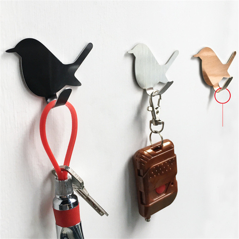 Home Bathroom Signs - 2Pcs Self Adhesive Hooks Bird Pattern