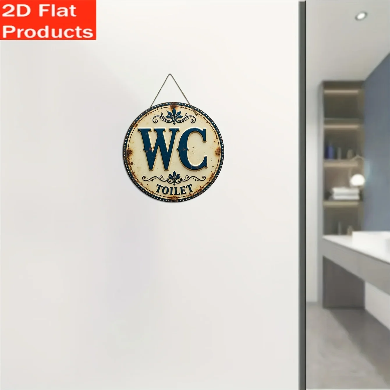 Retro wooden bathroom sign, su - Home Bathroom Signs ulasan dan harga