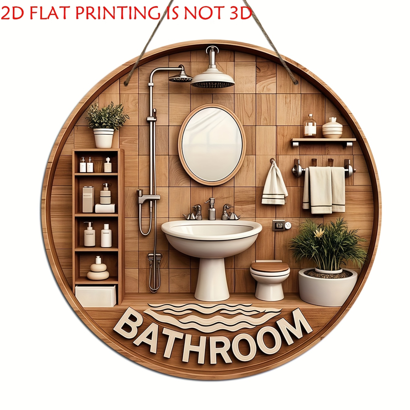 One 2D flat circular bathroom  - Home Bathroom Signs ulasan dan harga