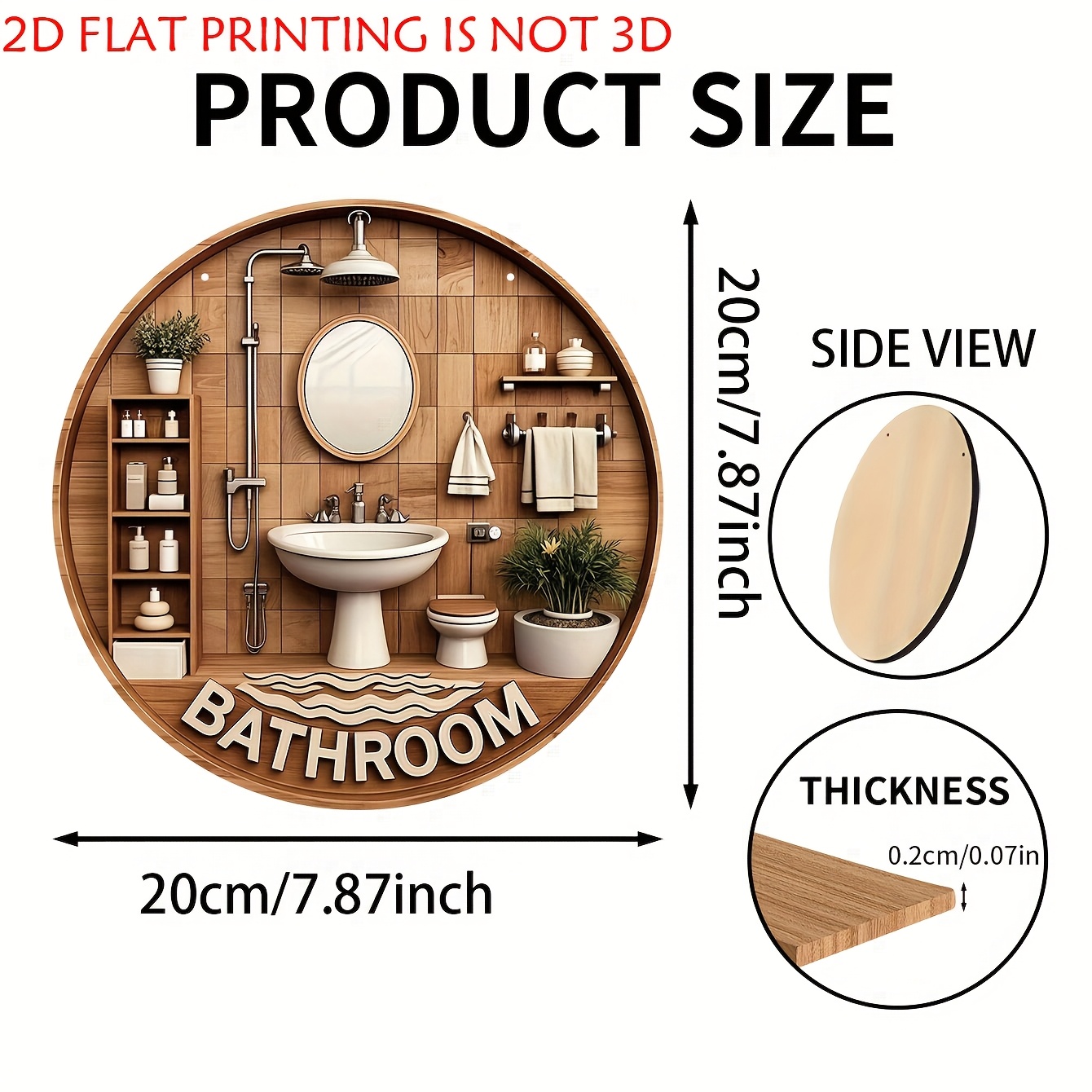 One 2D flat circular bathroom  - Home Bathroom Signs ulasan dan harga